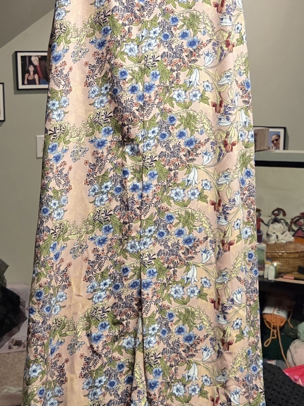 Hummingbird Pink Floral Jumpsuit with Blue & Green Print